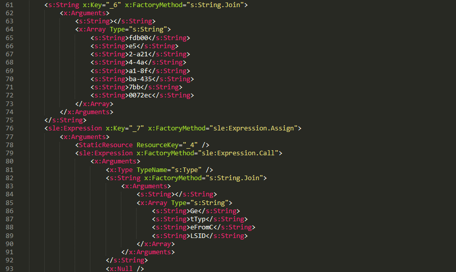 Sensitive strings in XAML-2-1 are cut into tiny pieces