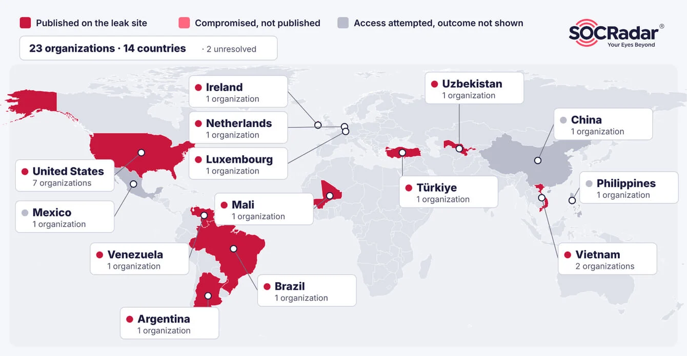 Geographic distribution of victims